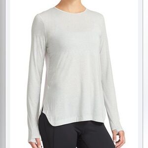Athleta Derek Lam 10 Crosby Mesh Road Athleisure Top Size M White/Gray